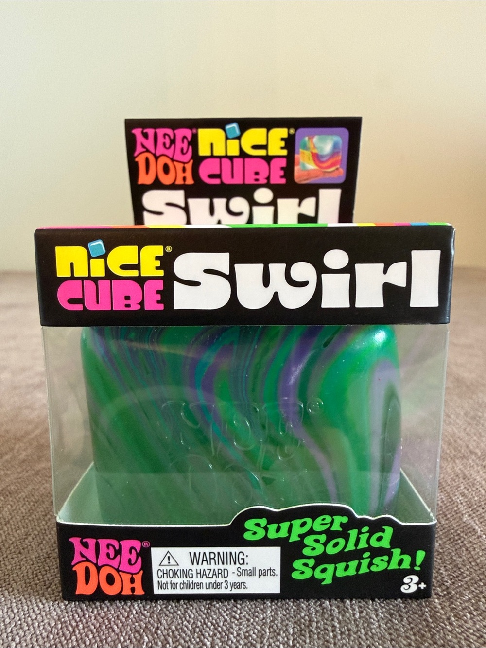 Needoh Nice Cube Swirl Super Solid Squish! - Green, Blue, Purple Swirl